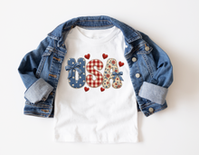 Load image into Gallery viewer, USA Patchwork 4th of July Kids Tee Shirt