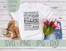 Load image into Gallery viewer, Dance Types Subway Art SVG