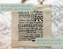 Load image into Gallery viewer, Washington DC Famous Locations SVG