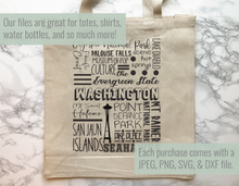 Load image into Gallery viewer, Washington Famous Locations SVG