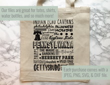 Load image into Gallery viewer, Pennsylvania Famous Locations SVG