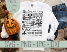 Load image into Gallery viewer, Halloween Movies Subway Art SVG
