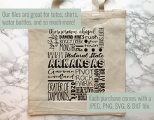 Load image into Gallery viewer, Arkansas Famous Locations SVG
