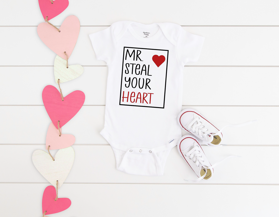 Mr Steal Your Heart Valentine Onesies®