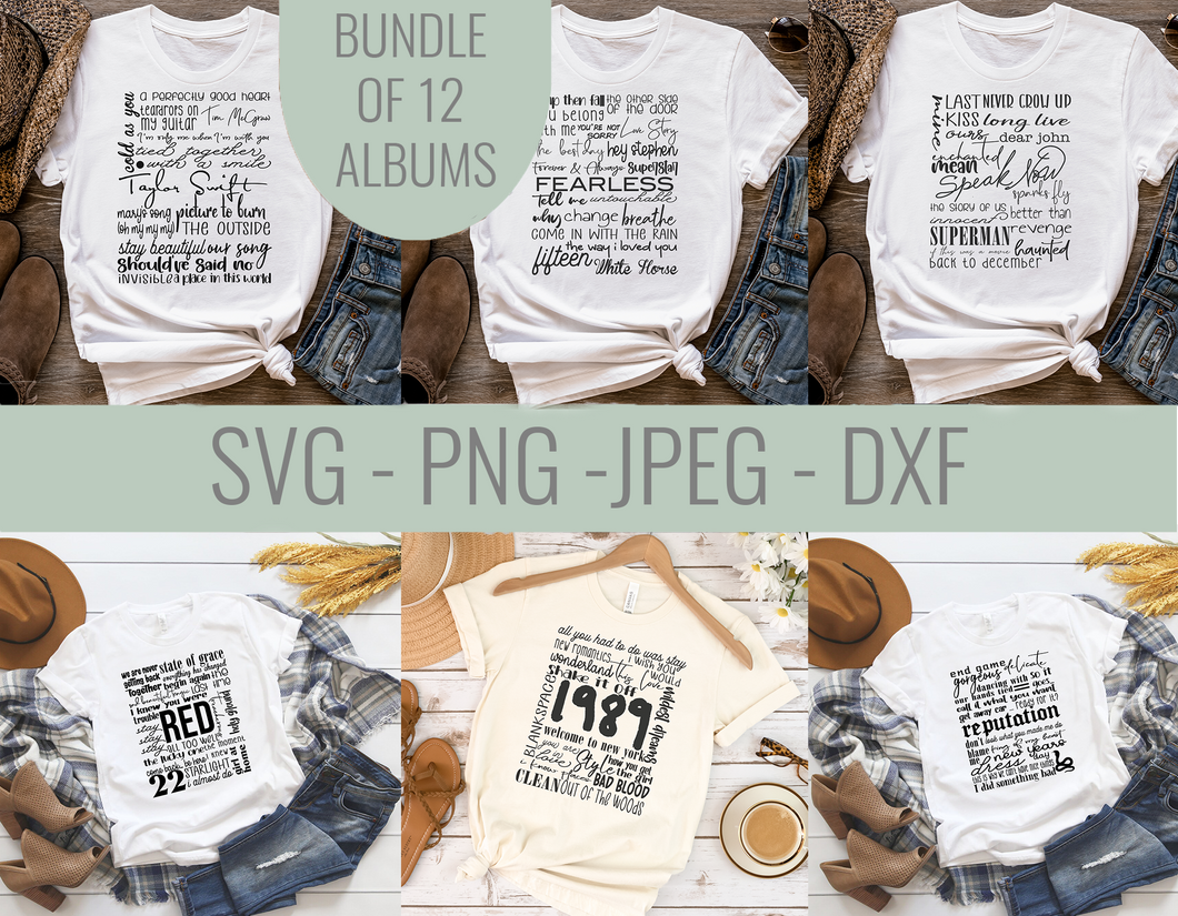 Taylor Swift Albums Subway Art SVG Bundle of 18